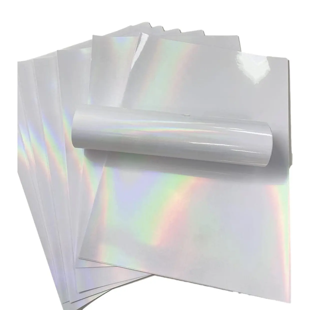 Pegatinas de holograma en blanco o personalizadas listas para enviar, hojas de vinilo de cáscara de huevo, rollos A4, papel adhesivo holográfico de cáscara de huevo con grafiti