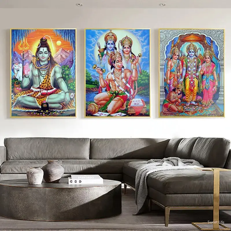 Fotos Da Lona Posters Budismo Decoração 3 Painéis Buda Wall Art Prints Canvas Pinturas De Buda Na Parede