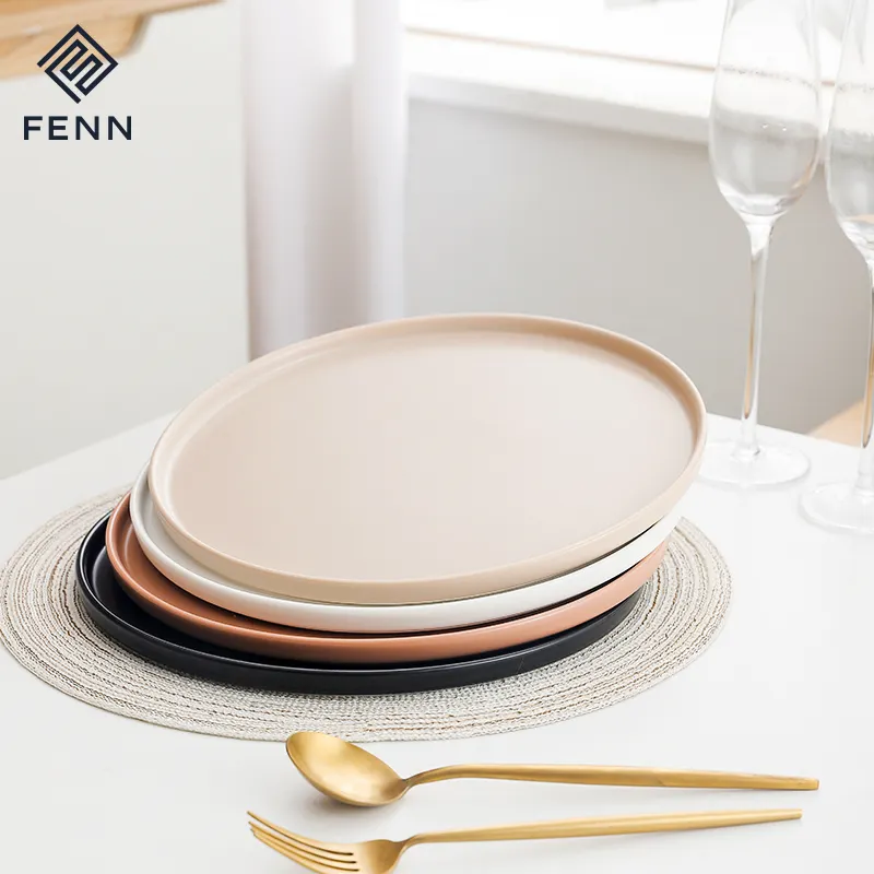 Piatti piatti piatti opachi smaltati colorati in ceramica europea piatti e piatti in porcellana da pranzo in ceramica per matrimoni nordici