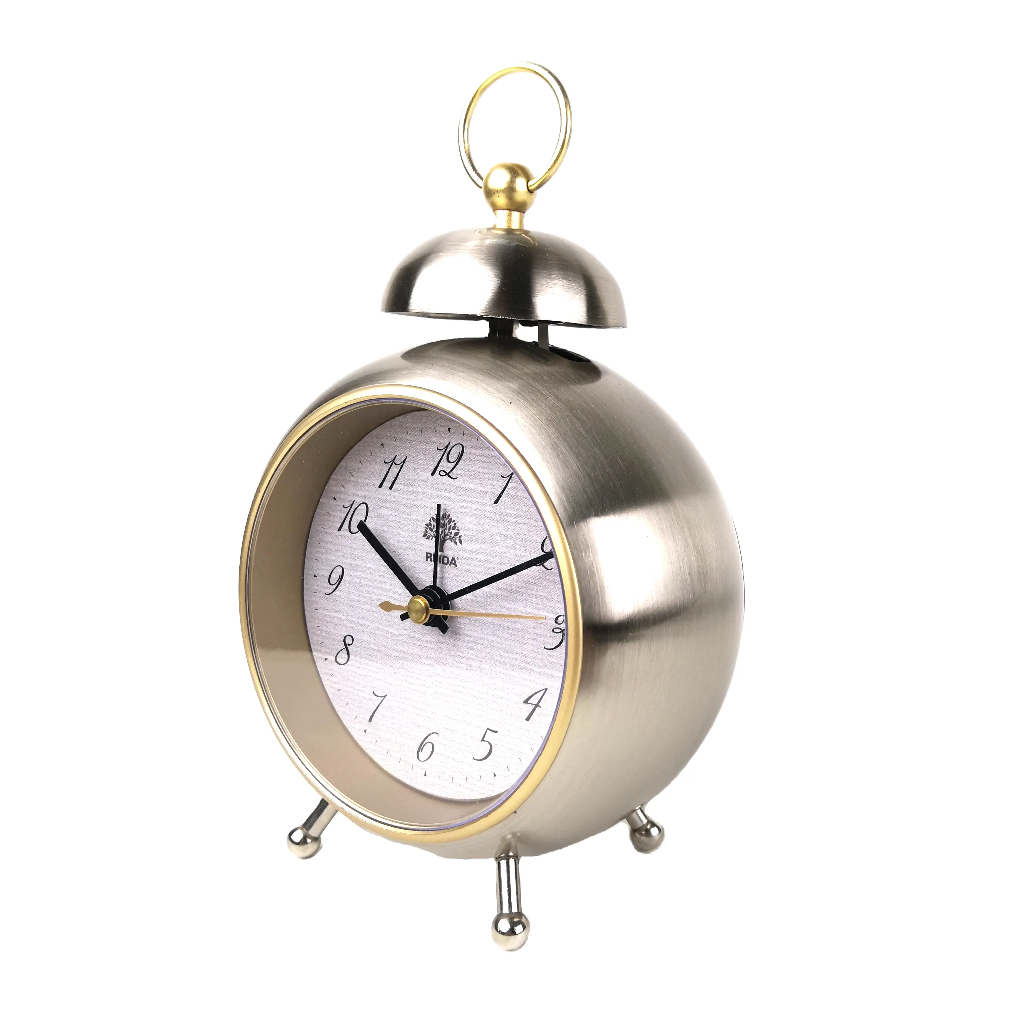 Horloge de luxe en métal, de chevet silencieuse, pour ordinateur de chevet et chambre à coucher, bureau, alarme sonore paresseuse