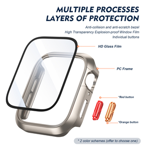 Apple serisi 1-10 için yeni şeffaf temperli cam koruyucu izle durumda akıllı saat kılıf kapak 38 40 41 42 44 45mm boyutları ile" - Product Image 2
