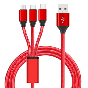 ホット3 in 1高速充電コード電話用マイクロUSBタイプCナイロン充電ケーブルマルチUSBポート複数USB充電コード - Product Image 3