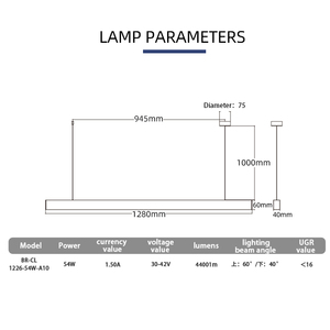OEM/ODM UGR <16 1.2m avize Linkable LED lineer yüksek defne monte lamba aydınlatma armatürü - Product Image 3