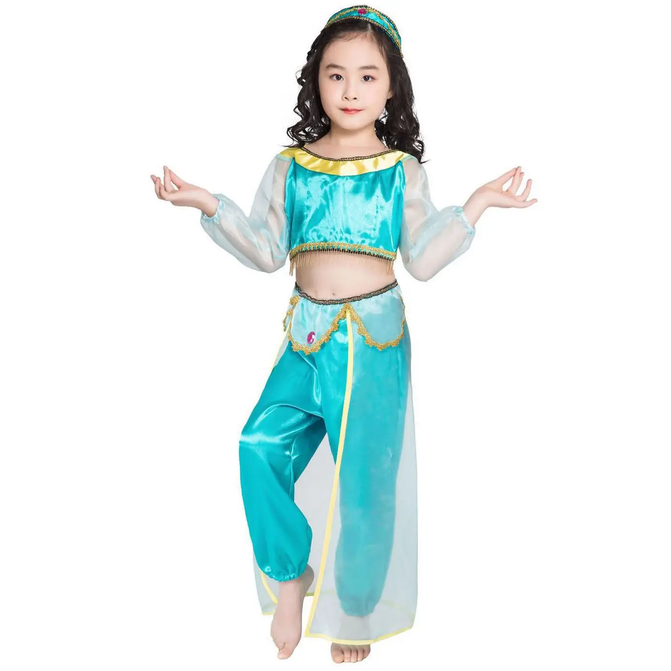 Costume d'halloween, spectacle de festival de maternelle, lampe magique Aladdin, costume de scène princesse Jasmine pour enfants