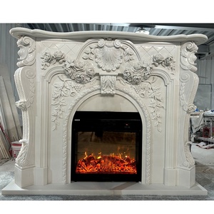 Kunden spezifische natürliche weiße Marmor Stein Kamin Skulptur Dekoration handgemachte Schnitzerei Marmor Kamin Surround Mantel - Product Image 1