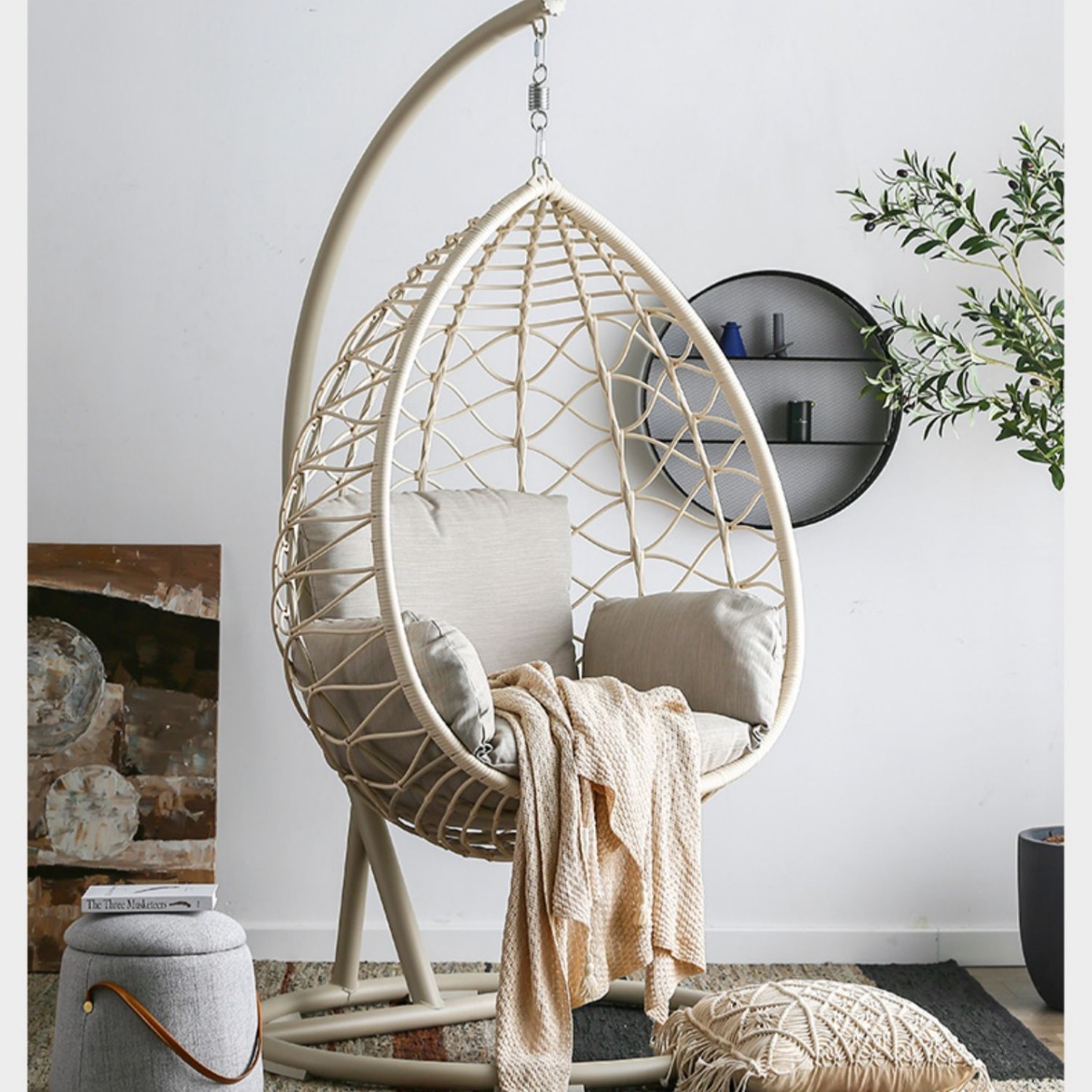 Single pendant basket-ivory