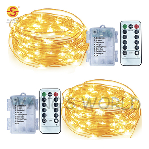 Tira de luces LED con batería para decoración navideña, Control remoto para habitación - Product Image 1