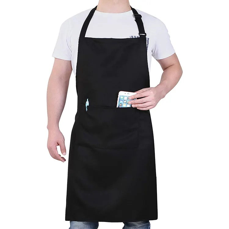 Tablier de cuisine de camping en toile pour adultes, ajustable, 100% coton, avec deux poches, imprimé logo personnalisé, haute qualité