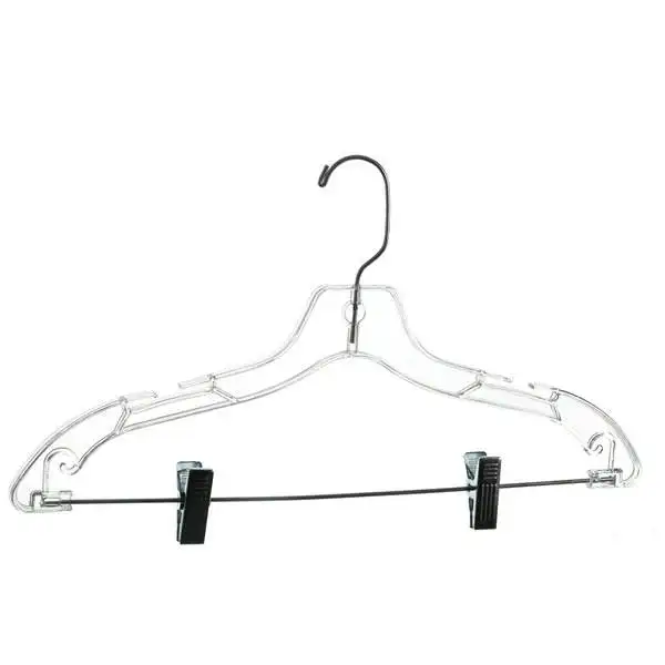 LEEKING Clothes shop anti-skid plastic belt clip clothes rack wholesale transparent crystal clothes rack