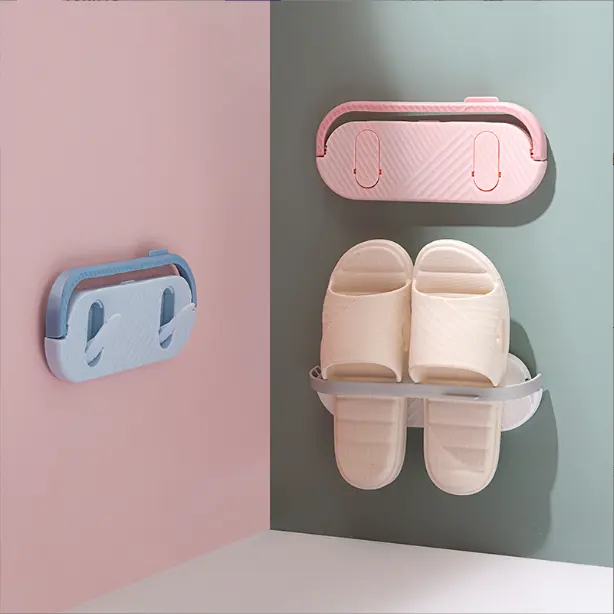 Rack multifuncional japonês para armazenamento de sapatos de banheiro sem perfuração, organizador de drenagem de cozinha para parede