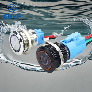 CHYF paslanmaz çelik basmalı düğme anahtarı 16/19/22/25mm su geçirmez düz LED ışık mandallama an IP67 araba motoru için güç 220V - Product Image 2