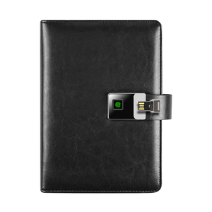 OEM Fingerprint Unlock <strong>Notebook</strong> A5 Diary Agenda Pu Leather Journal Notepad with Wireless Charger Powerbank 16GB USB Disk - Product Image 6