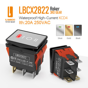 LANBOO2822シリーズ経済的な2スピード/3スピード2NO2NC、ライトマルチカラーオプションIP65防水メタルロッカースイッチ付き - Product Image 4