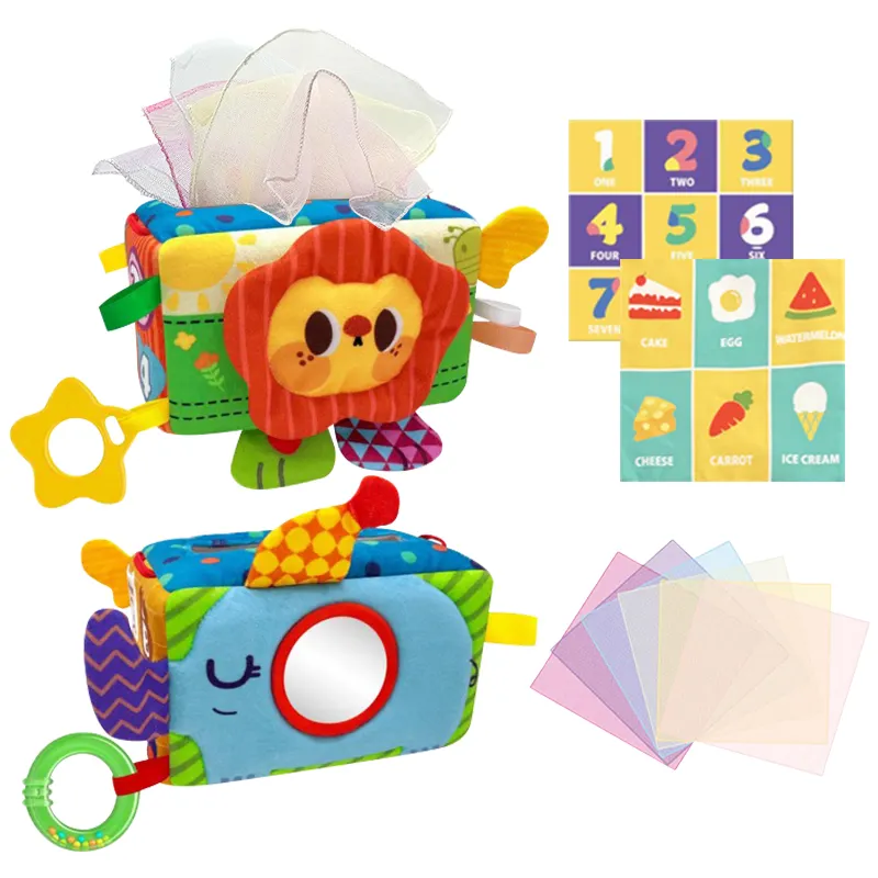 Baby Gift Montessori Educacional Manipulative Brinquedos Sensorial Criança Infantil Baby Tissue Box Toy para 1 Ano de Idade