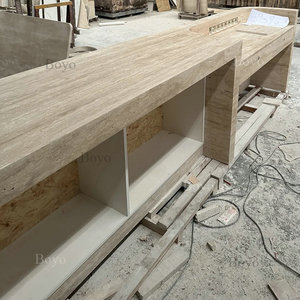 Hiện đại l-loại 2 người tiếp nhận bảng Roman travertine đá tự nhiên thiết kế đá cẩm thạch bàn tiếp tân cho khách sạn văn phòng - Product Image 3