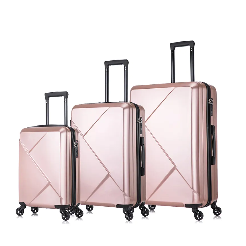 3 stück trolley gepäck reisetaschen koffer koffer rosa goldene farbe abs 20 24 28 zoll trolley gepäck