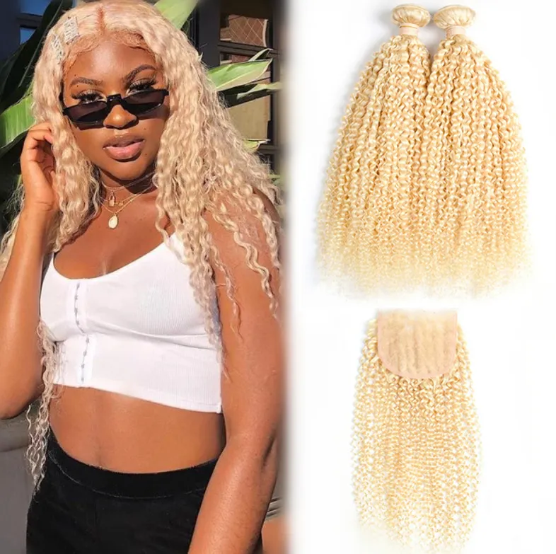 Extension de cheveux brésiliens bouclés de corée pour femmes, 613, boucles d'oreilles, vierges, bruts, platine, bon marché, 12a, vente en gros