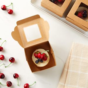 Mini 4x4x2.5 Inch Cake Boxes <strong>Display</strong> <strong>Window</strong> <strong>Custom</strong> Logo Food Safe Small <strong>Box</strong> Packaging UV Coating Matt Lamination Embossing - Product Image 2
