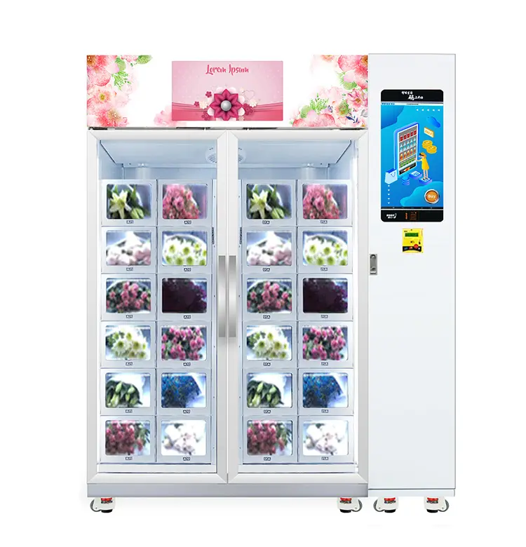 Auto-serviço cashless e-carteira refrigerada flor buquês inteligente máquina de venda para pequenos negócios