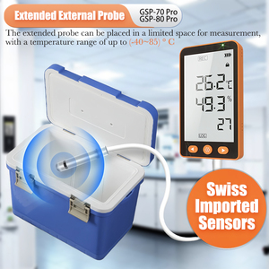 AIKESI GSP-70/80 Pro Digital <strong>Temperature</strong> and Humidity <strong>Data</strong> <strong>Logger</strong> With Extended Probe and <strong>External</strong> <strong>Sensor</strong> Connection - Product Image 2