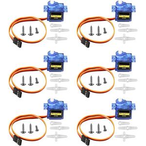 6 pezzi Sg90 9g Micro servomotore, Mini servomotore Kit di plastica ingranaggio di 180 gradi Servo per auto Rc aereo per - Product Image 1