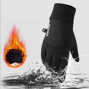 Negro invierno cálido dedos completos impermeable ciclismo deportes al aire libre correr motocicleta esquí pantalla táctil guantes de lana - Product Image 2