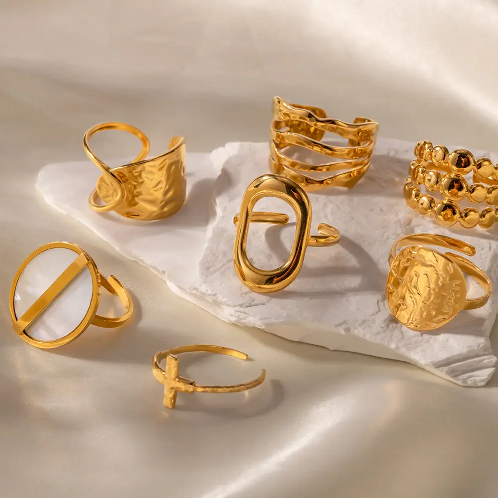 Irls-anillo de acero inoxidable de 18K Chapado en PVD, joyería minimalista de boda, venta al por mayor, 2023