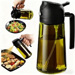 470ml thủy tinh dầu ô liu phun chai 2-in-1 dầu quả và phun cho nấu ăn nhà bếp Nồi chiên không khí salad BBQ - Product Image 1