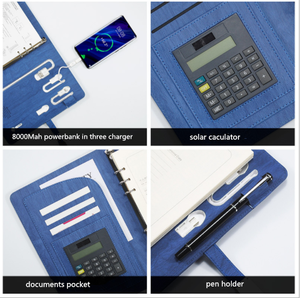 商务风格日记6环PU精装笔记本带移动电源和计算器 - Product Image 3