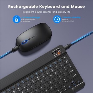 Teclado y ratón inalámbricos BT universales portátiles de 10 pulgadas para iPad Pro 11 12,9 10,5 Air Tablet ordenador portátil teclado con cable - Product Image 4