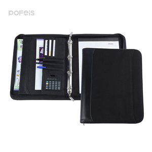 Large Capacity A4 <strong>Notebook</strong> 4 Binding Loose Leaf File Folder Zipper Round Tablet Calculator Portfolio Binding - Product Image 5