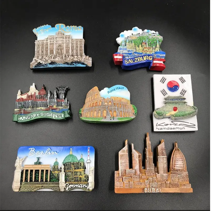 2023 imán personalizado nevera Alemania Dubai Italia Corea imanes de nevera 3D para turismo regalo recuerdos