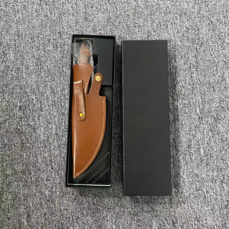Couteau de boucher + étui en cuir + couvercle supérieur et inférieur
