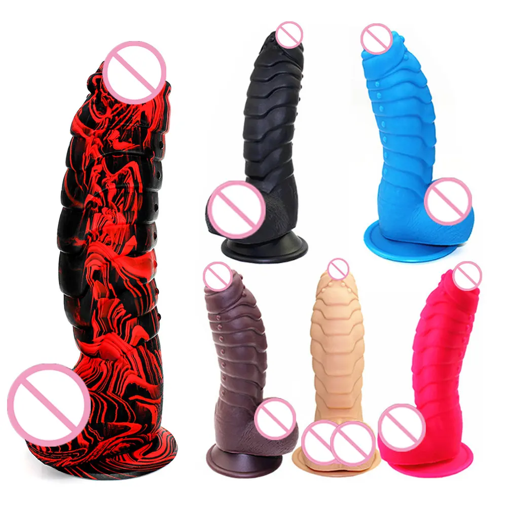 Gode en forme d'animal Vente en gros Amazon Hot XXL Styles multicolores Pénis avec ventouse Peau réelle Grosse bite Anal Sex Toy pour femmes