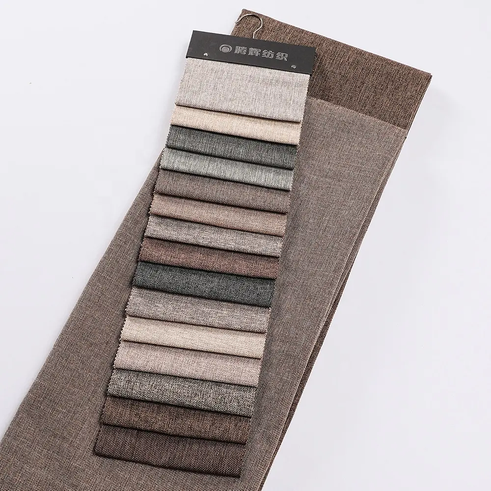 Productos listos para tela de tapicería de sofá 1M Stock Lote Diseño Tipo de suministro Tapicería marrón Lino Sofá Material Tela para muebles