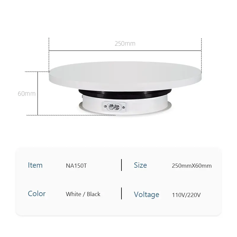 BKL factory 25cm 360 degrees electric turntable rotation display base for dynamic presentation photography shooting