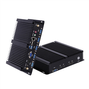 6 RS232 COM 2 LAN ile I3-7100u fansız küçük PC 1HDMI VGA 8 USB desteği Din ray endüstriyel MINI kutu PC - Product Image 2