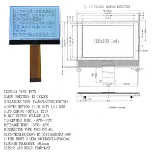 Individuelle Größe 128 x 64 FPC FFC Connect 8 x 32 64 x 32 128 x 128 Fstn Grafik kleine Punkt runde Lcd-Punt-Matrix-Anzeigenbildschirm - Product Image 5