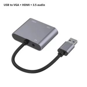 Adaptador USB 3,0 a HD MI + VGA para computadora de escritorio, computadora portátil para monitorear, Conector de proyector de TV + Audio 3,5 - Product Image 5