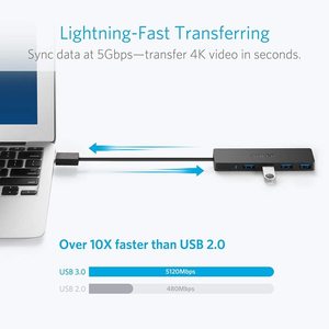 Anker 4ポートUSB3.0ハブ超薄型データUSBハブ、20cm拡張ケーブルSuperSpeedデータ - Product Image 2