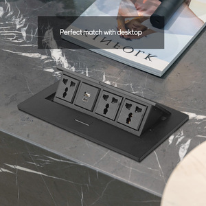 Enchufe de oficina integrado de escritorio de mesa de 3 salidas estándar universal 1U1C emergente con diseño oculto de red SDK - Product Image 6