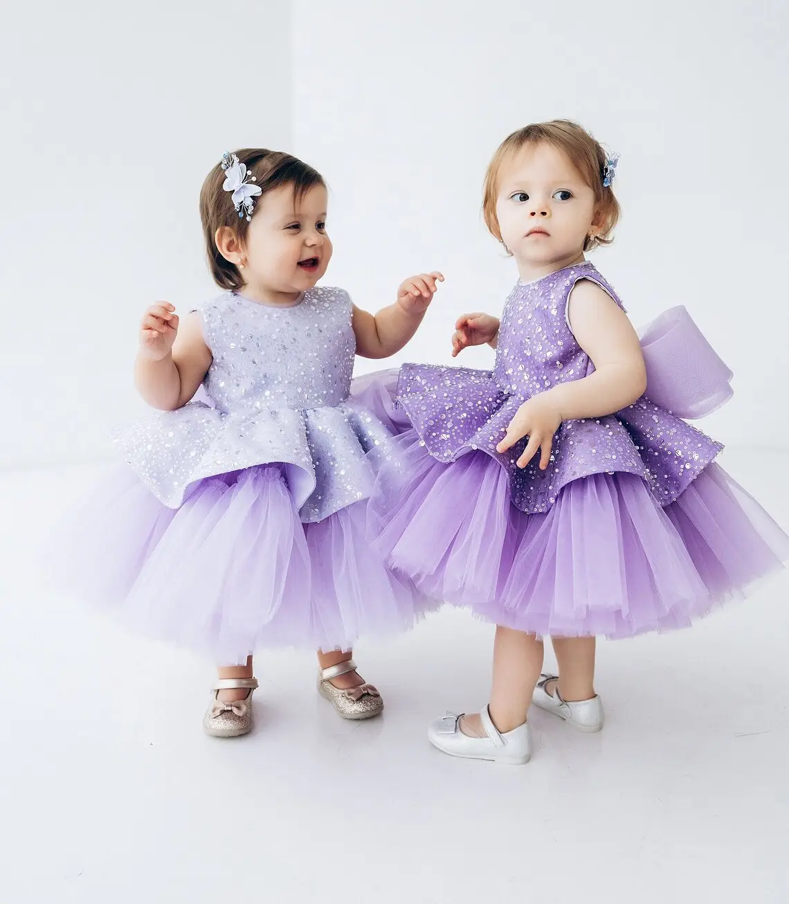 Çocuk elbise mor payetli tutu etek kızın doğum günü partisi prenses elbise bebek kızın muhteşem balo çocuklar için