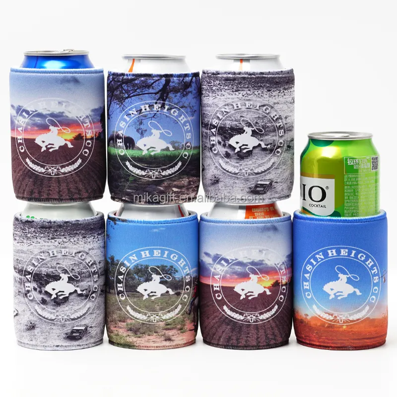 New Fashion Outdoor Promotion Sublimation Gedruckte benutzer definierte Neopren Dose Kühler Trinken Bierflasche Hülle Stubby Holder