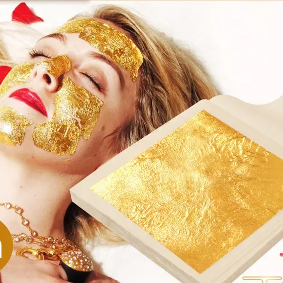 Joli masque de luxe en feuille d'or 24k, 99.99% 4.33x4.33, soin de la peau blanchissant et anti-âge pour salon