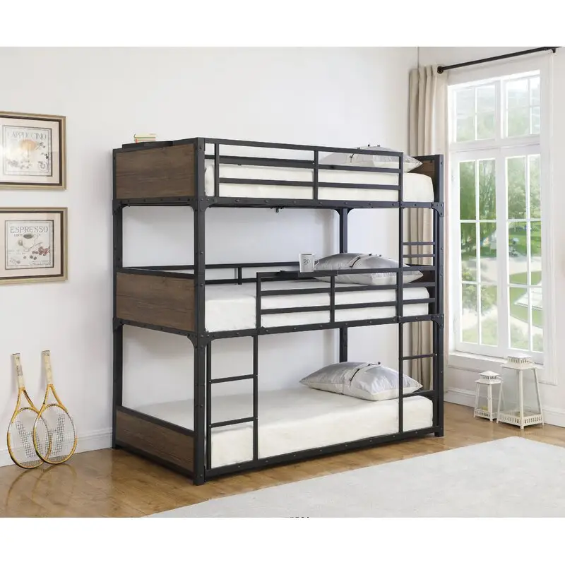Hotel bed bedroom furniture metal 3 tier bed bunk bed triple decker