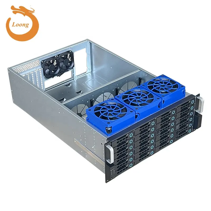 ZhenLoong 4U 24 bay rack mount server case hard disk hot-swap storage chassis SAS SATA avec fond de panier 12G ou fond de panier d'extension
