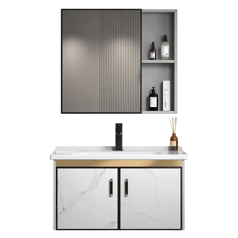 36-40 pollici nuovo lavello da bagno in alluminio lavello a specchio da parete e ceramica con bianco impermeabile OEM moderno L042