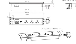 Escritorio de muebles de oficina, alimentación Universal integrada, toma de corriente de datos integrada/Toma de pantalla de mesa montada empotrada, toma USB - Product Image 5
