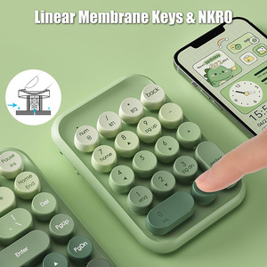 Portable Wireless <strong>Numeric</strong> Pad 2.4G Dual Mode Connection Number <strong>Keyboard</strong> 18-Key Retro Round Keycaps for Pc/Desktop/Laptop - Product Image 4