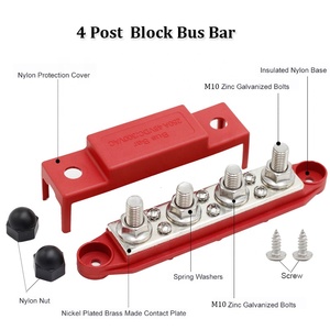 48V <strong>250A</strong> Copper-Nickel <strong>Busbar</strong> - 4xM10 Post &amp; 6xM4 Screw Terminal Block for Power Distribution - Product Image 4